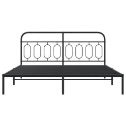 Berkfield Home Metal Bed Frame without Mattress with Headboard Black 193x203cm - Size: 193x203 cm - thumbnail 4