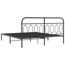 Berkfield Home Metal Bed Frame without Mattress with Headboard Black 193x203cm - Size: 193x203 cm - thumbnail 6