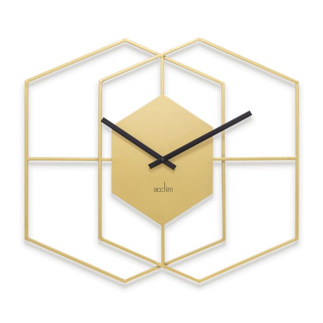 Acctim Addison Large Wall Clock Quartz Hexagonal Geometric Painted Metal 55cm in Bronze - image 1