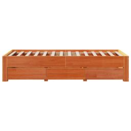 Berkfield Home Bed Frame without Mattress with Drawers Wax Brown 90x200 cm Solid Wood Pine - thumbnail 5