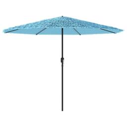 Berkfield Home Garden Parasol with Steel Pole Blue 324x324x247 cm in Aqua - Size: 324 x 324 x 247 cm