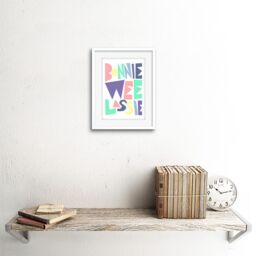 "Artery8 Wall Art Print Bonnie Wee Lassie New Baby Scottish Colourful Framed Art in White - Size: W7"" x H9""" - thumbnail 2