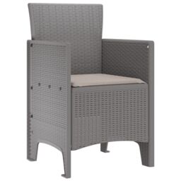 Berkfield Home Garden Chair Set of 4 Light grey, Taupe cushions in Light Grey - thumbnail 4
