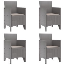 Berkfield Home Garden Chair Set of 4 Light grey, Taupe cushions in Light Grey - thumbnail 2