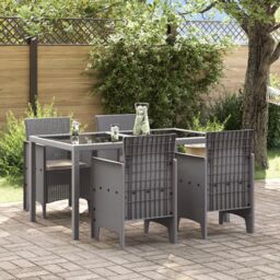 Berkfield Home Garden Chair Set of 4 Light grey, Taupe cushions in Light Grey - thumbnail 1