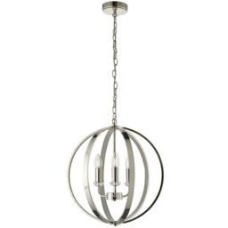 Loops Hanging Ceiling Pendant Light Bright Nickel Globe Shade 3 Bulb Orb Loop Lamp in Metallics - thumbnail 1
