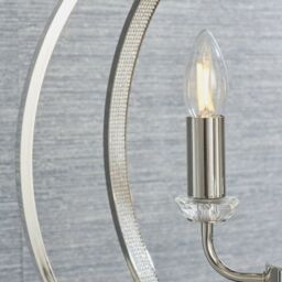 Loops Hanging Ceiling Pendant Light Bright Nickel Globe Shade 3 Bulb Orb Loop Lamp in Metallics - thumbnail 3