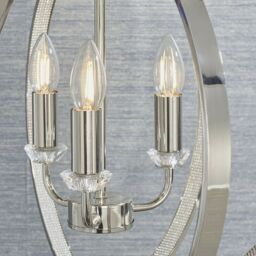 Loops Hanging Ceiling Pendant Light Bright Nickel Globe Shade 3 Bulb Orb Loop Lamp in Metallics - thumbnail 5