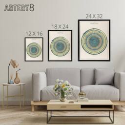 "Artery8 Caetani 1855 Map Hell Plan Dante's Journey Framed Canvas Wall Art Print in Blue - Size: W12"" x H16""" - thumbnail 4