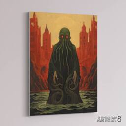 "Artery8 Yog Sothoth Lovecraft Cthulhu Concept Canvas Wall Art Print in Red - Size: W18"" x H24""" - thumbnail 2