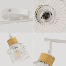 COMELY White Wooden Ceiling Lights E27 4-Arm LED 350° Swivel Spotlight - thumbnail 9