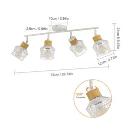 COMELY White Wooden Ceiling Lights E27 4-Arm LED 350° Swivel Spotlight - thumbnail 5