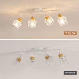 COMELY White Wooden Ceiling Lights E27 4-Arm LED 350° Swivel Spotlight - thumbnail 8
