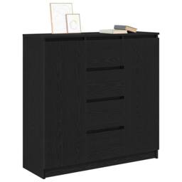 Berkfield Home Sideboard with Drawers Black Oak 100.5x35x98.5 cm Engineered Wood - thumbnail 4