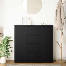 Berkfield Home Sideboard with Drawers Black Oak 100.5x35x98.5 cm Engineered Wood - thumbnail 3