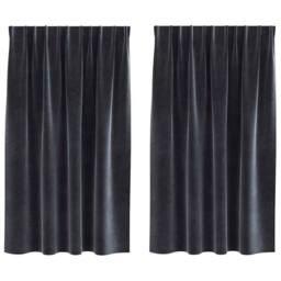 Berkfield Home Blackout Curtains with Top Tape 2 pcs Dark Grey Velvet