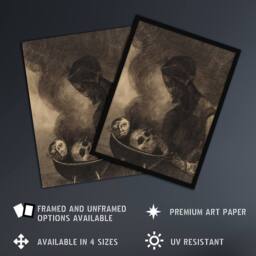 "Artery8 Cauldron of the Sorceress Redon Vintage Framed Wall Art Print in Grey - Size: W12"" x H16""" - thumbnail 2