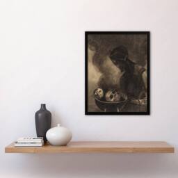 "Artery8 Cauldron of the Sorceress Redon Vintage Framed Wall Art Print in Grey - Size: W12"" x H16""" - thumbnail 4