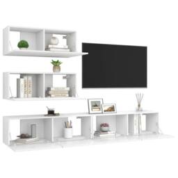 Berkfield Home Modern 4 Piece TV Cabinet Set White Engineered Wood - thumbnail 1