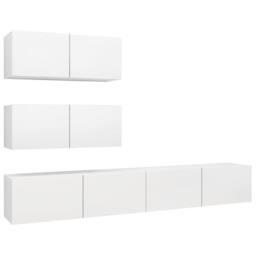 Berkfield Home Modern 4 Piece TV Cabinet Set White Engineered Wood - thumbnail 3