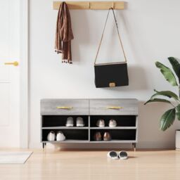 Berkfield Home Shoe Bench Grey Sonoma 102x35x55 cm Engineered Wood - Size: 102 x 35 x 55 cm
