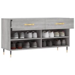 Berkfield Home Shoe Bench Grey Sonoma 102x35x55 cm Engineered Wood - Size: 102 x 35 x 55 cm - thumbnail 4
