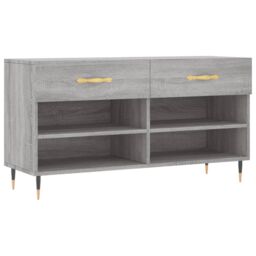 Berkfield Home Shoe Bench Grey Sonoma 102x35x55 cm Engineered Wood - Size: 102 x 35 x 55 cm - thumbnail 2