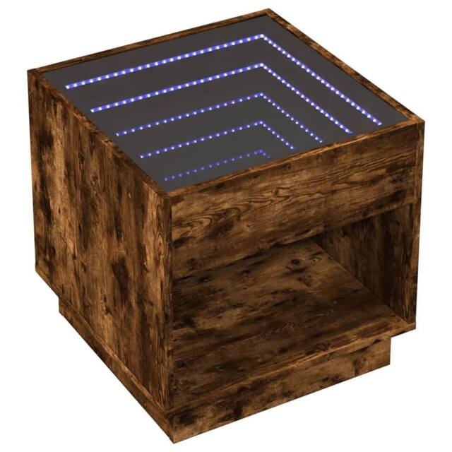 Berkfield Home Decorative Coffee Table with Infinity LED Smoked Oak 50x50x50 cm in Brown - Size: 50 x 50 x 50 cm - image 1