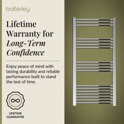 Balterley Straight Heated Towel Rail Radiator, 440W, 600 x 1200mm, Chrome in Silver - thumbnail 7