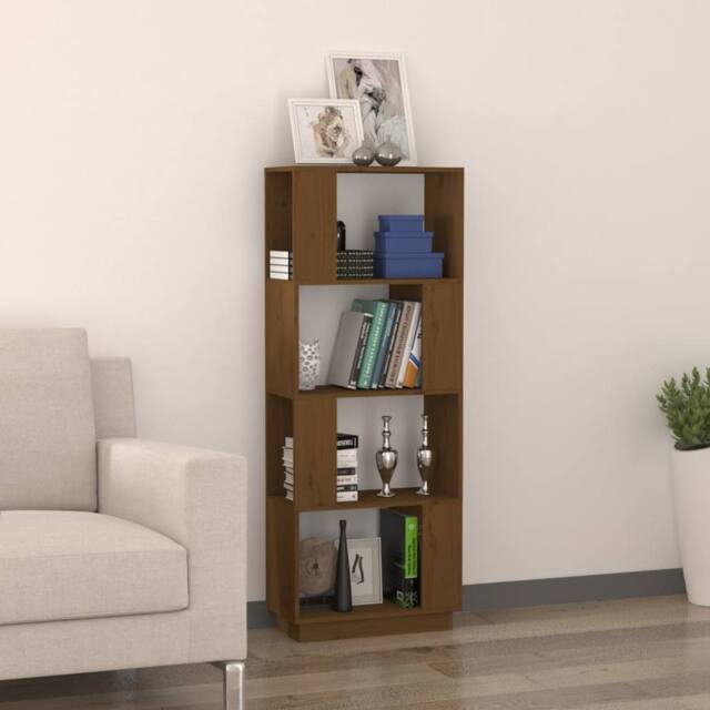 Berkfield Home Beautiful Book Cabinet/Room Divider Honey Brown 51x25x132 cm Soli - Size: 51 x 25 x 132 cm - image 1