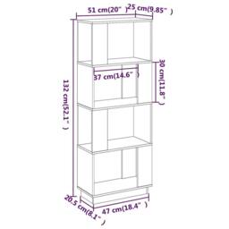 Berkfield Home Beautiful Book Cabinet/Room Divider Honey Brown 51x25x132 cm Soli - Size: 51 x 25 x 132 cm - thumbnail 8