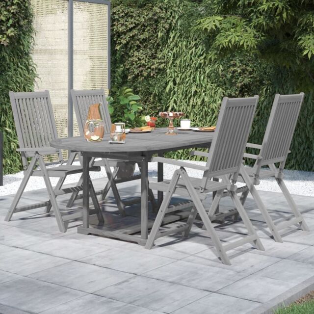 Berkfield Home 5 Piece Garden Dining Set Solid Wood Acacia in Grey - image 1