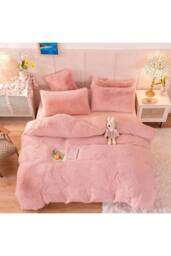 Living and Home 3Pcs Soft Skin-friendly Faux Mink Fleece Duvet Set in Pink - Size: King - thumbnail 2