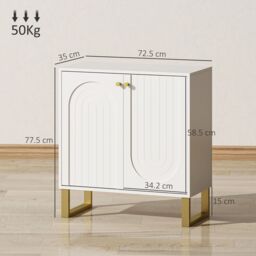 HOMCOM Sideboard with Adjustable Shelves & 2 Doors for Living Room, White - thumbnail 3