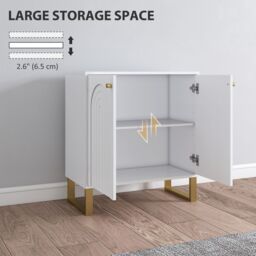 HOMCOM Sideboard with Adjustable Shelves & 2 Doors for Living Room, White - thumbnail 4
