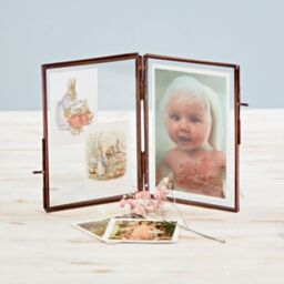 Paper High Antique Brass Reclaimed Glass Folded Double Photo Frame in Copper - Size: Medium - thumbnail 5