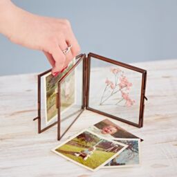 Paper High Antique Brass Reclaimed Glass Folded Double Photo Frame in Copper - Size: Medium - thumbnail 4