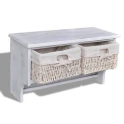 Berkfield Home Wall Shelf White 60x23.5x33 cm Paulownia Wood - thumbnail 4
