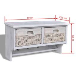 Berkfield Home Wall Shelf White 60x23.5x33 cm Paulownia Wood - thumbnail 8