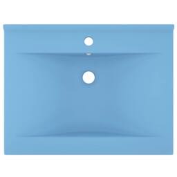 Berkfield Home Luxury Basin with Faucet Hole Matt Light Blue 60x46 cm Ceramic - thumbnail 3
