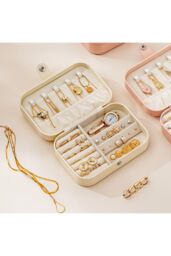 H&O Direct Fashion Portable PU Leather Jewellery Box in White - thumbnail 2