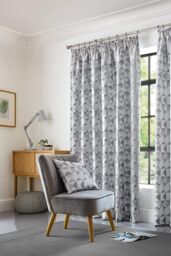 Alan Symonds Skandi Geometric Jacquard Fully Lined Taped Curtains in Silver - Size: 168 cm width x 183 cm drop - thumbnail 1