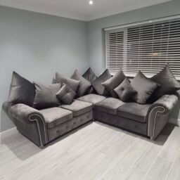 Snugg Furniture UK Limited Raven Plush 2 Corner sofa Grey-Button Arms in Grey - thumbnail 2