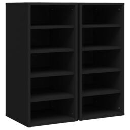 Berkfield Home Shoe Cabinets 2 pcs Black 31.5x35x70 cm Engineered Wood - thumbnail 2