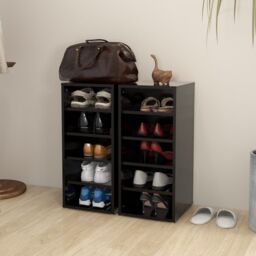 Berkfield Home Shoe Cabinets 2 pcs Black 31.5x35x70 cm Engineered Wood - thumbnail 3