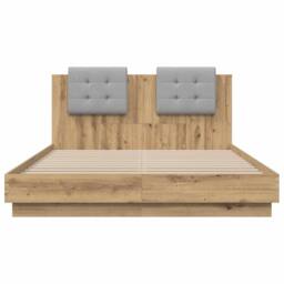 Berkfield Home Bed Frame with Headboard Artisan Oak 160 x 200 cm in Brown - thumbnail 6