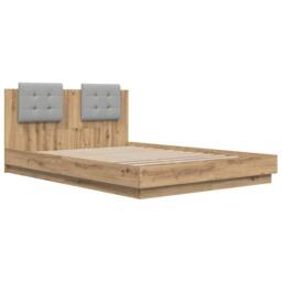 Berkfield Home Bed Frame with Headboard Artisan Oak 160 x 200 cm in Brown - thumbnail 5