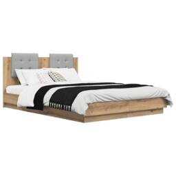 Berkfield Home Bed Frame with Headboard Artisan Oak 160 x 200 cm in Brown - thumbnail 3