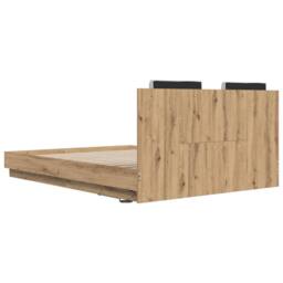 Berkfield Home Bed Frame with Headboard Artisan Oak 160 x 200 cm in Brown - thumbnail 8