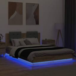 Berkfield Home Bed Frame with Headboard Artisan Oak 160 x 200 cm in Brown - thumbnail 4